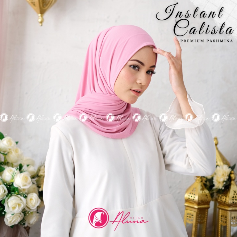 Instant Calista By Hijab Aluna Official | Jilbab | Hijab | Hijab Instan | Jilbab Instan | Jersey Stella-Dusty Pink