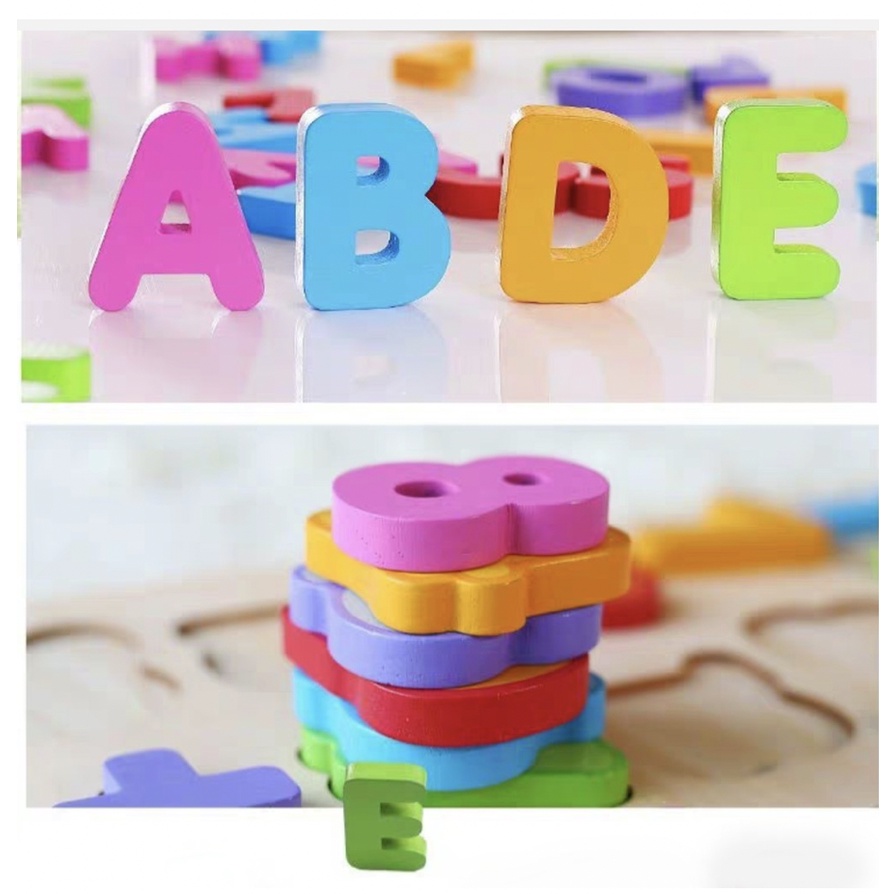 Mainan puzzle kayu bergambar mainan edukasi anak kids education toys wood letters