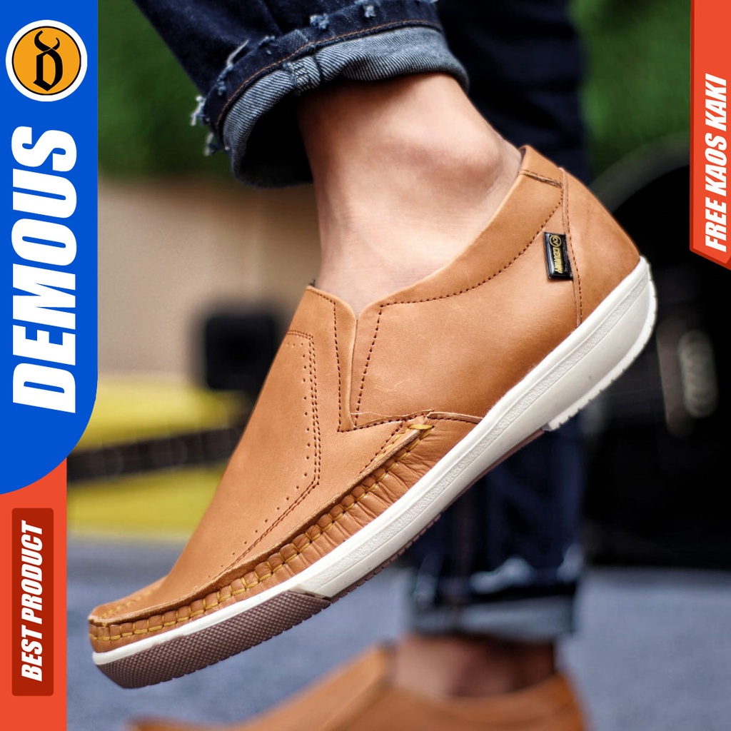 DEMOUS SANDRO Sepatu Pria Casual Kulit Asli Kasual Slip On