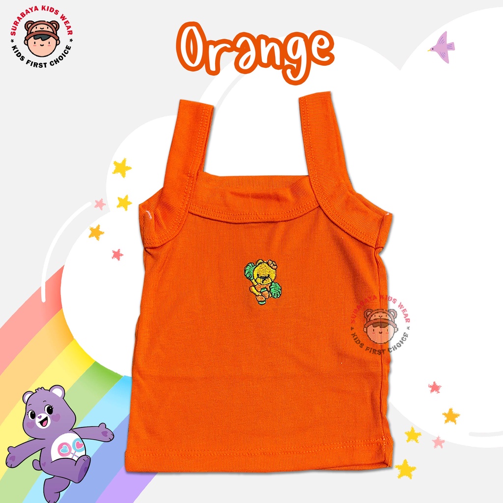 Atasan Singlet Anak Polos Warna Strong Bordir Binatang
