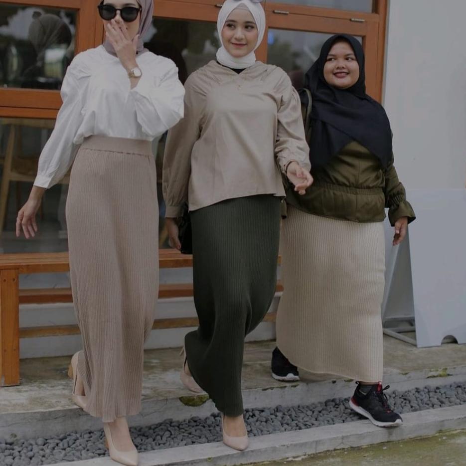 Termurah Rok span rajut, rok knit, rok semi rajut premium