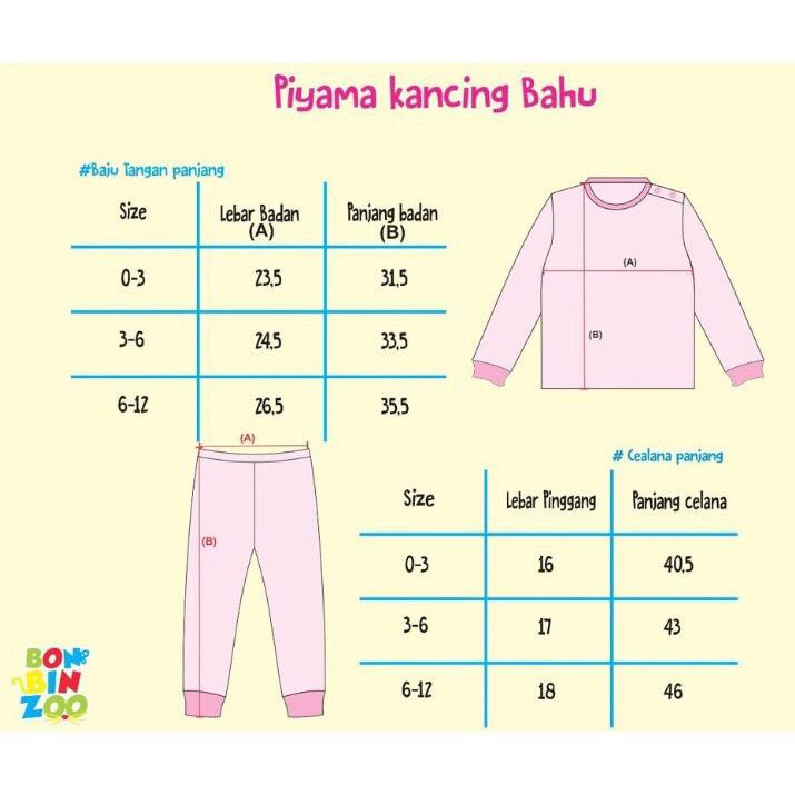 Bonbinzoo Setelan piyama anak Panjang FULL PRINT SNI nyaman lembut 0-12 Bulan setelan baju anak