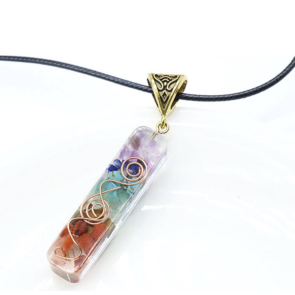 Hu Hu Hu Hu Hu Alat Bantu Pasang Kacamata♡ Kalung Rantai Liontin Batu Chakra Reiki Alami Warnawarni Retro Untuk Unisexpriawanita