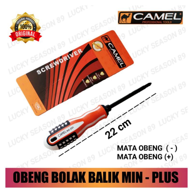 Obeng Plus Minus Bolak Balik Gagang Usa Karet 4 Inch