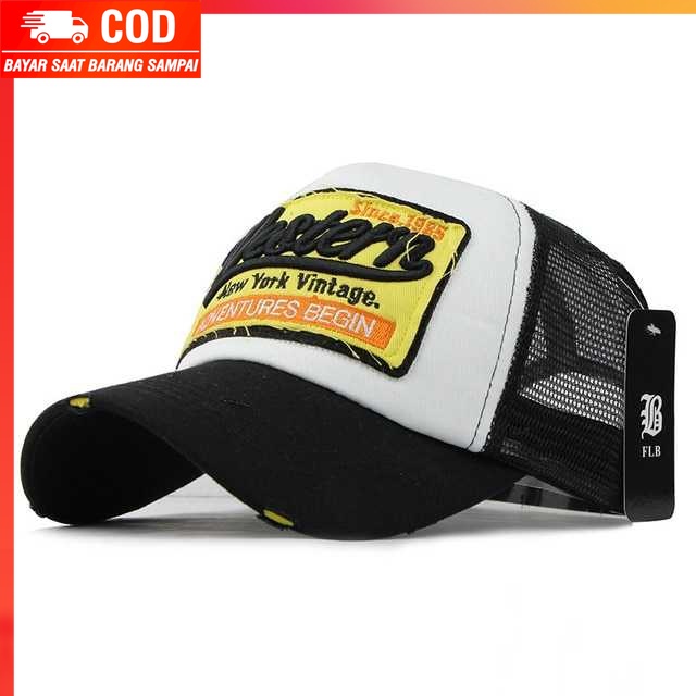 (100% BARANG ORI) FLB Topi Trucker Baseball Cap Snapback Mesh Model Western NewYork F207