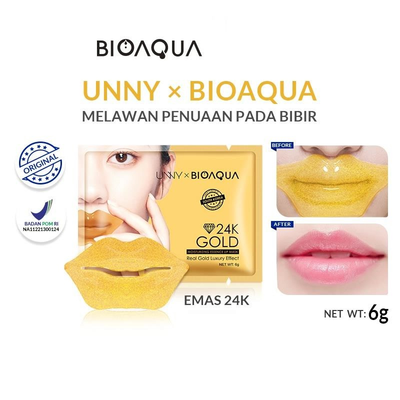 ★ BB ★  BIOAQUA × UNNY 24K Gold Moisturizing Essence Lip Mask 6g - Perawatan Bibir - BIO AQUA