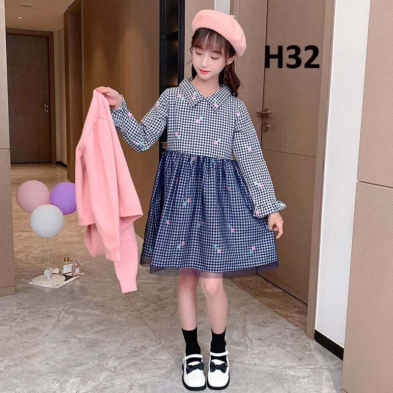 H32 Yurim Dress anak dan cardigan rajut anak perempuan cewek tanggung import dress katun anak peremp