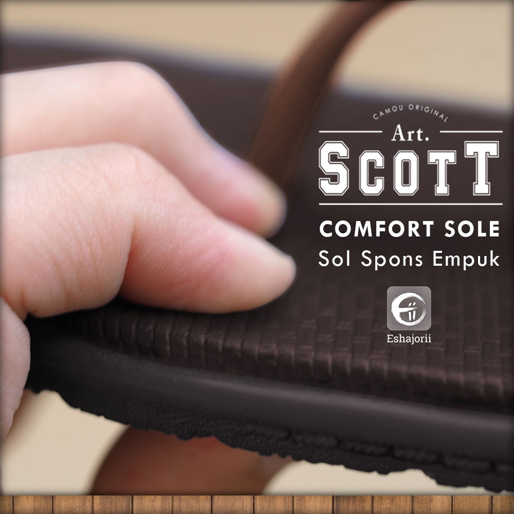 CAMOU - Scott Terra - Sandal Jepit Pria Comfort Casual Coklat  Mens Fashion Rubber Sole