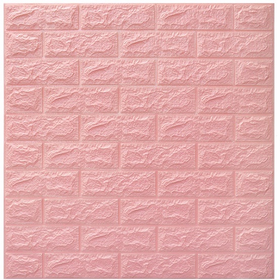 DIY Wall foam Stiker 3D Dekorasi Kamar Rumah / wallpaper Dinding Kamar Tidur batu bata-ZW-2 PINK
