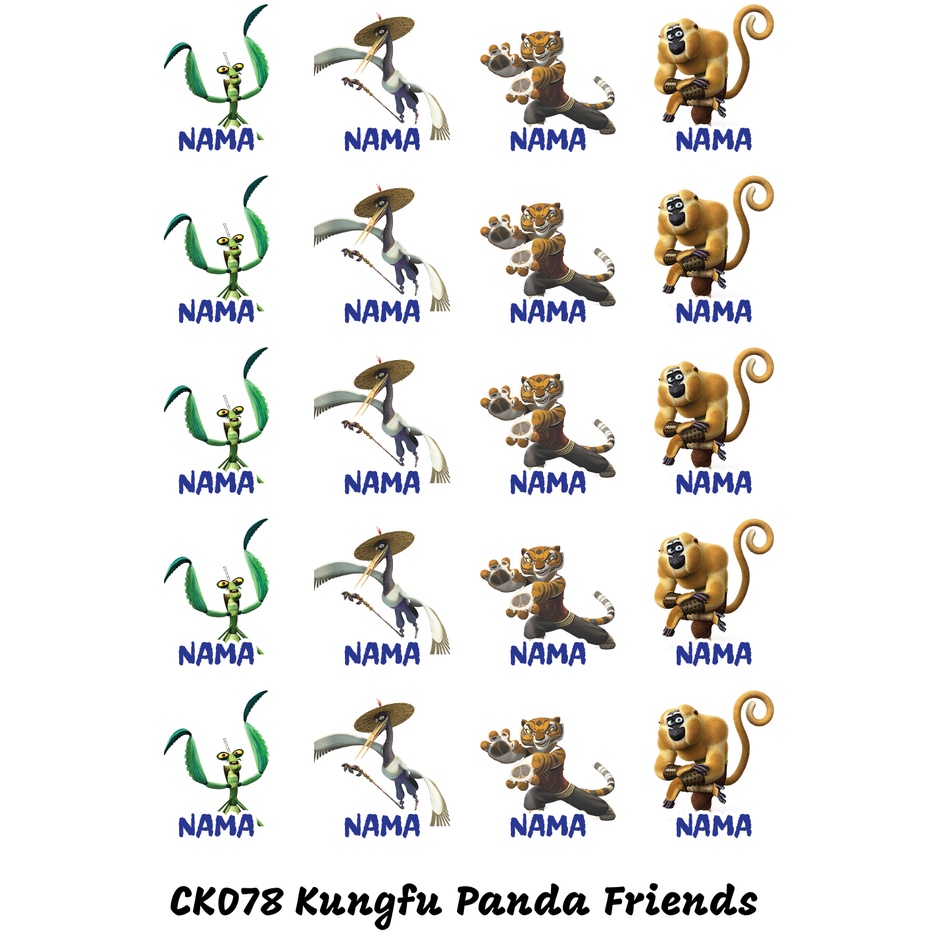 

Sticker Nama Cutting Label Waterproof Tahan Air Kungfu Panda A (CK078)