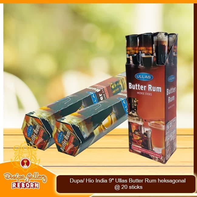 Dupa/ Hio India 9&quot; Ullas Butter Rum heksagonal @ 20 sticks (6pcs/box)