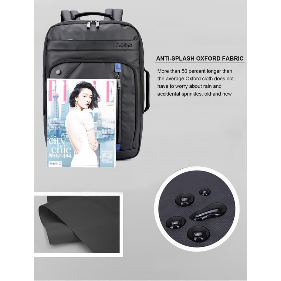 Original Tas Laptop BackPack Ransel Waterproof Tas anti air Arctic Hunter AH EB   Hitam .