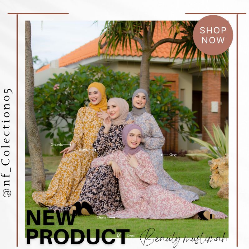 ROSSA DRESS ARRAFI || DRESS WANITA RAYON MOTIF ADEM BUSUI TERBARU 2022 || TERLARIS COD
