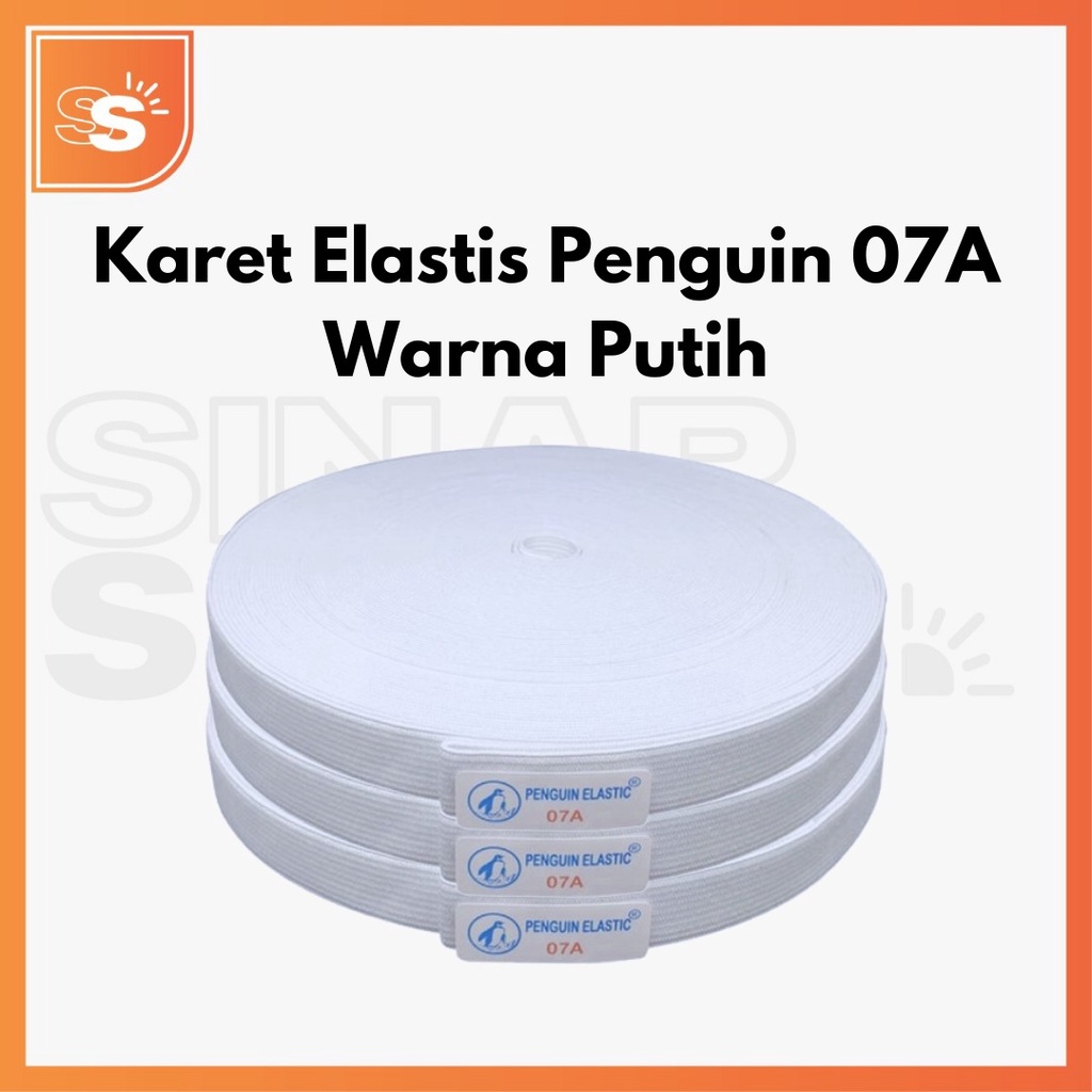 Karet Elastis Penguin 07A Ukuran 2cm Warna Putih