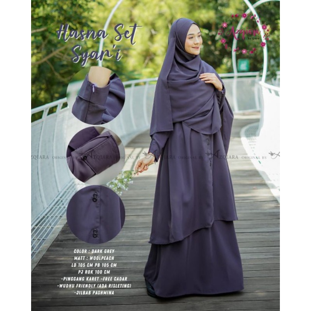 Gamis Muslimah Syari HASNA SET SYARI By Azqiara Fashion