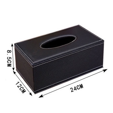 Kotak Tisu Premium Kulit Tissue Box - ZJ007 - Black