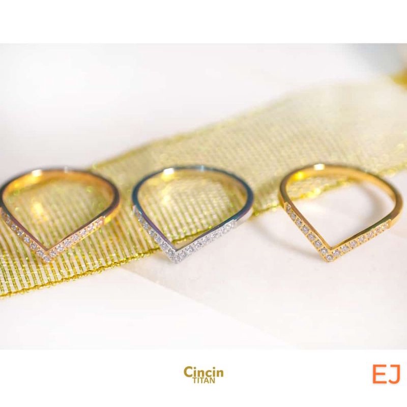 Fourfashion Cincin Titanium Fuji Permata Premium Kekinian TS027