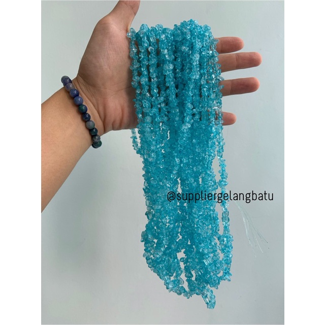 kerikil Batu soft blue quartz 1cm kilap renteng kuarsa biru muda bahan