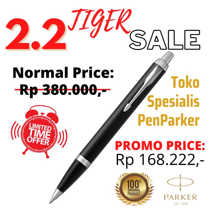 

Pulpen - Parker Im Black Chrome Retractable Ballpoint With Chrome Trim - "Ori