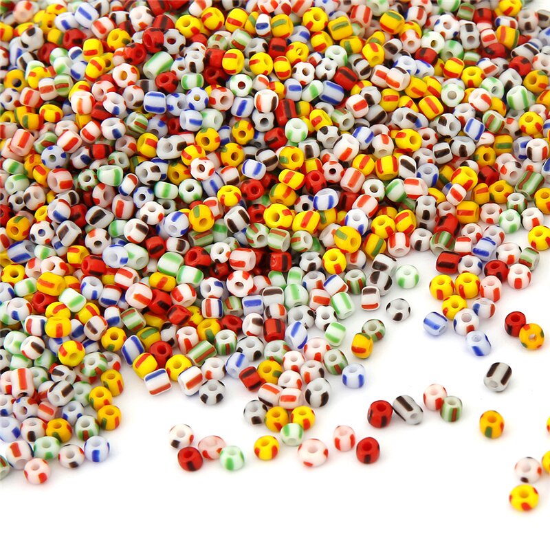 20g 650Pcs 3mm Stripe Czech Glass Seed Spacer Beads Austria Crystal Round Beads For Kids Jewelry Craft DIY Garment Deco