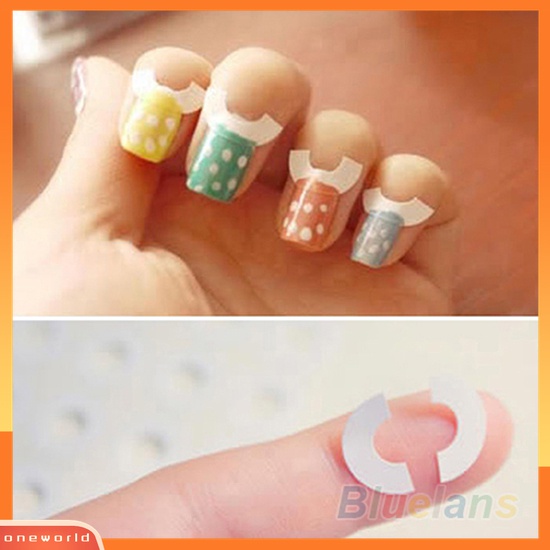 (ONWO) 48pcs / Lembar Stiker Tape Stensil Panduan Hias Kuku French Manicure DIY 18 Gaya