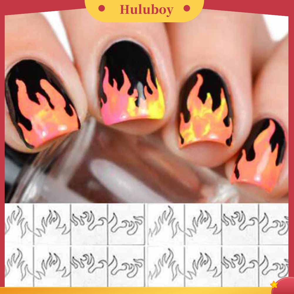 Huluboy Huluboy♡ Stiker Kuku Motif Print Api Laser Untuk Dekorasi Manicure