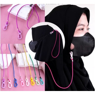 Strap Tali Masker biasa &amp; Karet Polos 2 IN 1 Kalung Masker Stopper Aneka Warna Kekinian