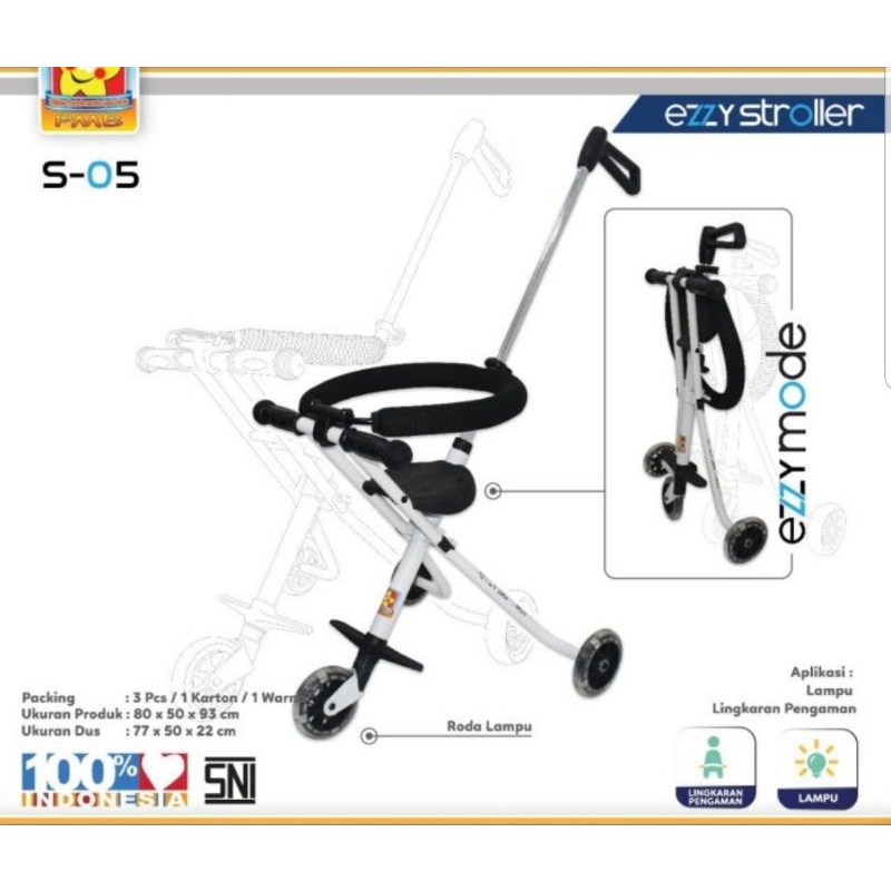 Stroller Portable Lipat - Stroller Dorongan Anak Balita - Stroller Roda 3