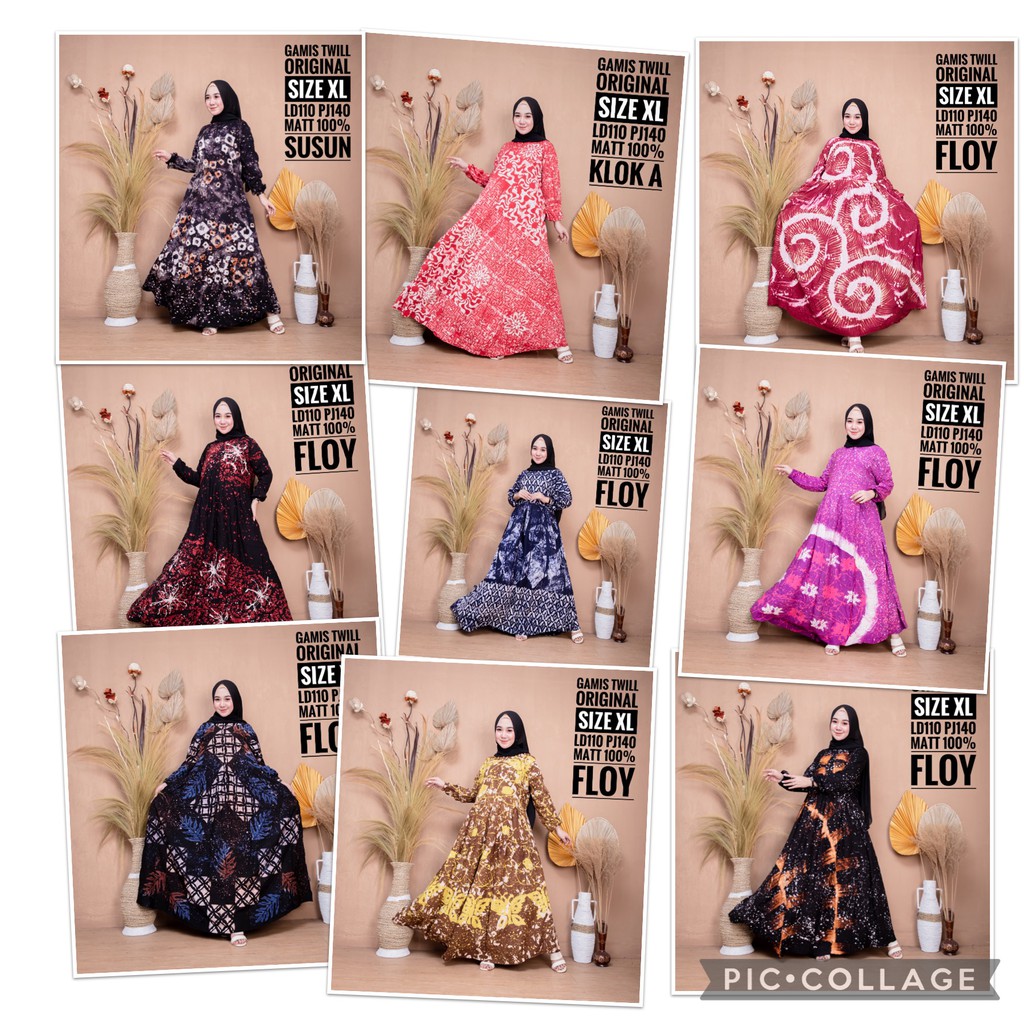 Terbaru Gamis twill Original Syar’i abstrak size xl / gamis syar’i