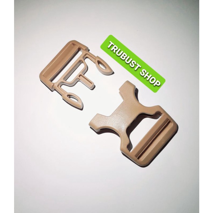 kunci sodok tas slot plastik buckle coklat muda/cream carbela ukuran 3.8cm jual /pack isi 60pcs