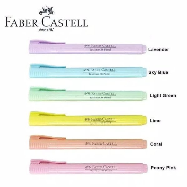 

Highlighter Faber Castell Textliner 38 Pastel / Highlighter Pena Faber Castell 38 Pastel Warna - Satuan SHESB