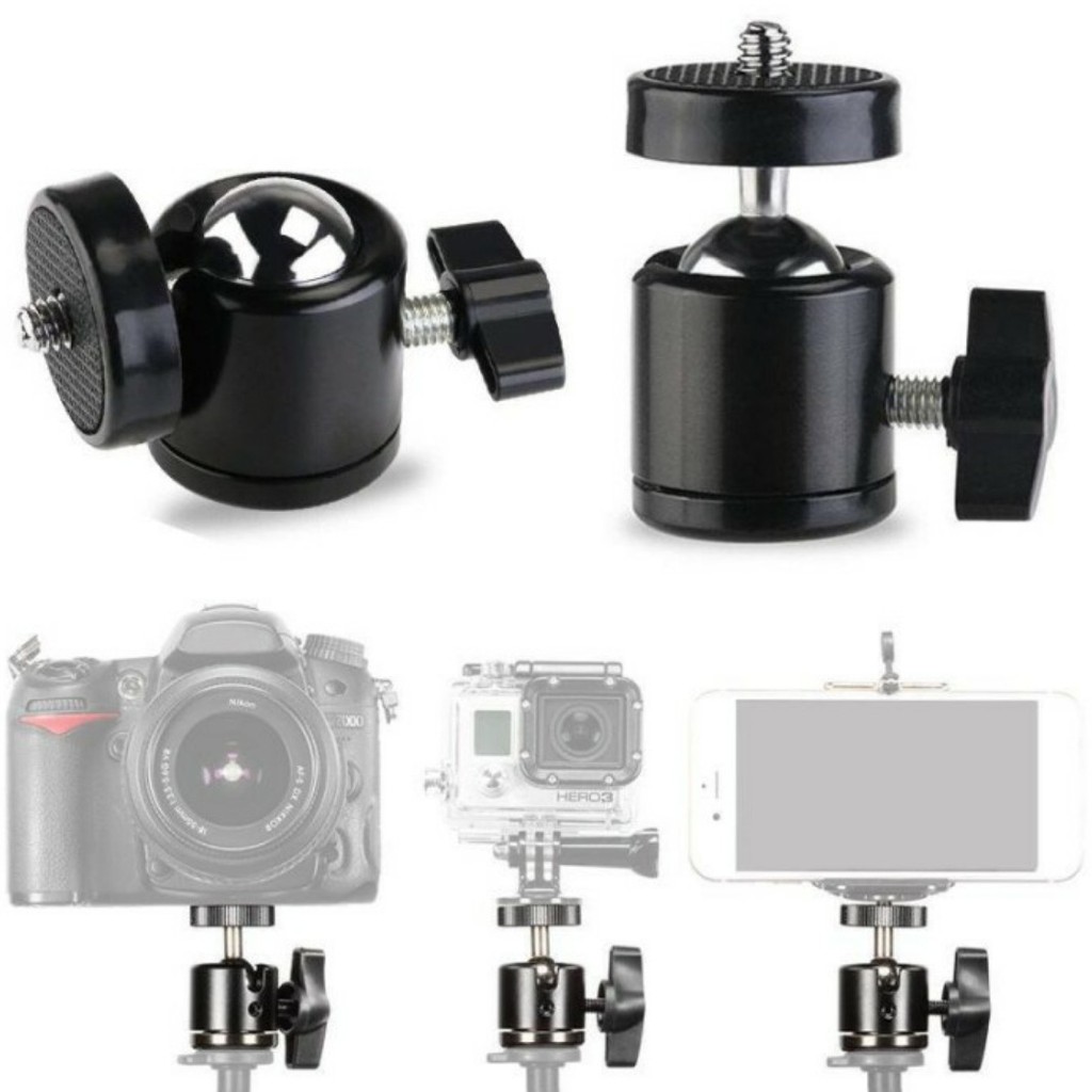 Ball Head / Ring Ball Tripod Kamera DSLR Ballhead Mini Monopod 360 Swivel 1/4