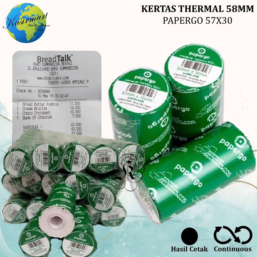 [MIN ORDER 10 ROLL] KERTAS THERMAL MINI PRINTER BLUETOOTH 58x30/58x31/57x30/57x31 HITAM/KASIR/STRUK OTANI 58MM-5