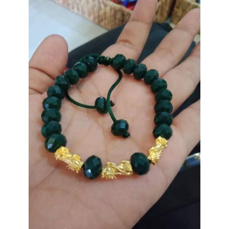 Gelang fashion kristal naga pixiu emas 24k