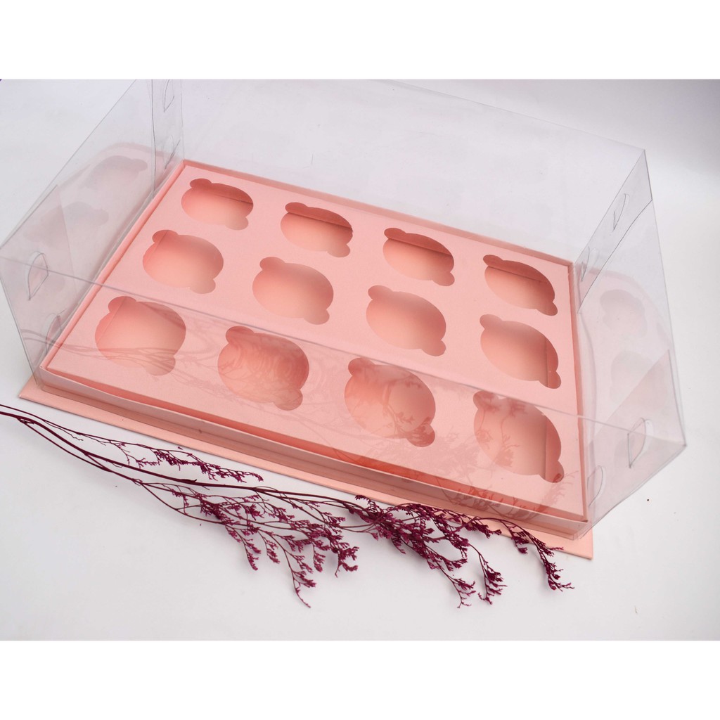 Box cupcake isi 12 pink
