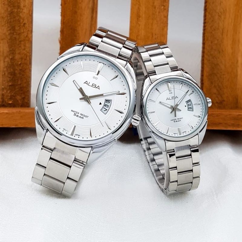 ALBA JAM TANGAN COUPLE PRIA DAN WANITA RANTAI STAINLIS STEEL