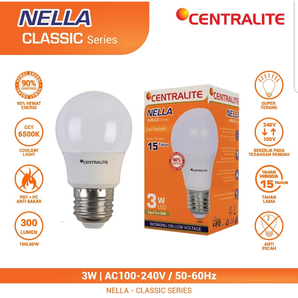 CTL Nella 3W CD Putih / LAMPU LED BULB CLASSIC 3W CTL Nella / BOHLAM CAHAYA Putih CD