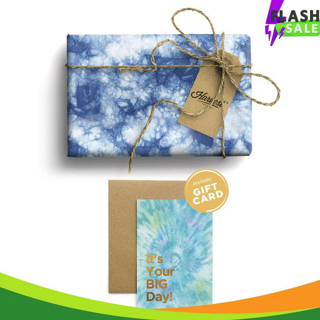 

SPESIAL BULAN INI Paket Kertas Kado Kartu Harvest Tie Dye Gift Set Dark Blue