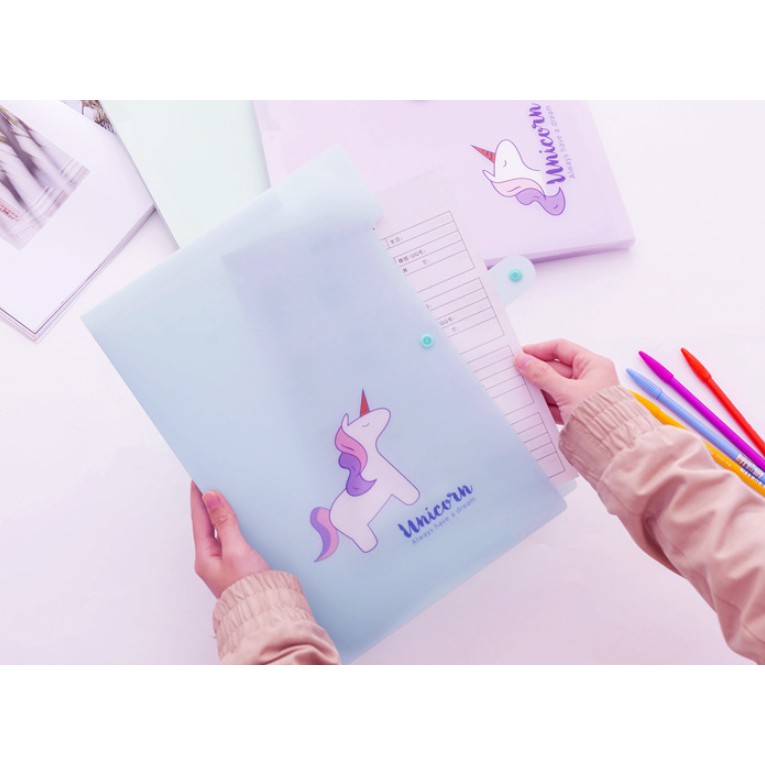 Map Folder Organizer Gambar UNICORN Warna Pastel 5 Sekat / Map Folder A4 Motif Simple Lucu Unicorn