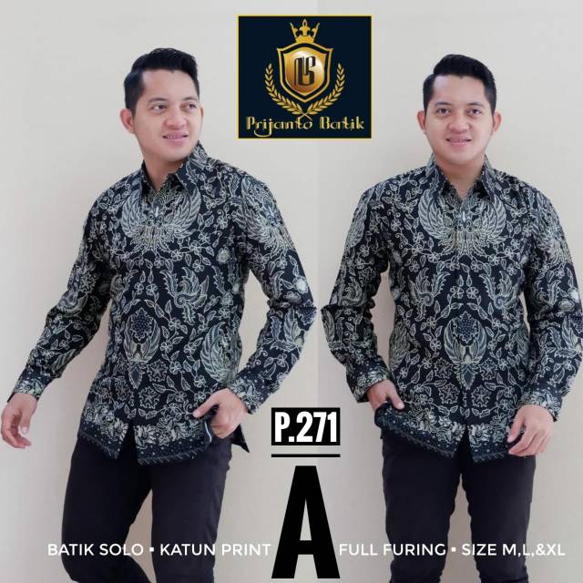 Kemeja Batik Solo Lengan Panjang Bahan Katun P271