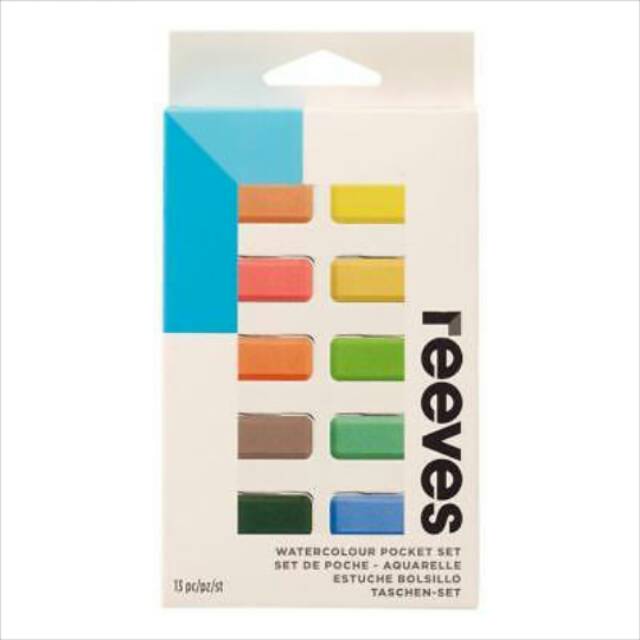  Reeves  Watercolour Paint Pocket Set With Brush 13 Pieces 