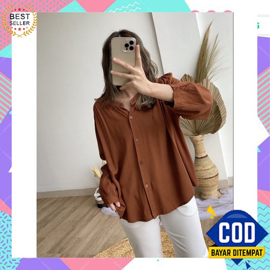 Kemeja Wanita Bigsize Jumbo Besar Oversize Korea Terbaru Cewek Hem Uni Afi - Ec - Kemeja Flanel Keme