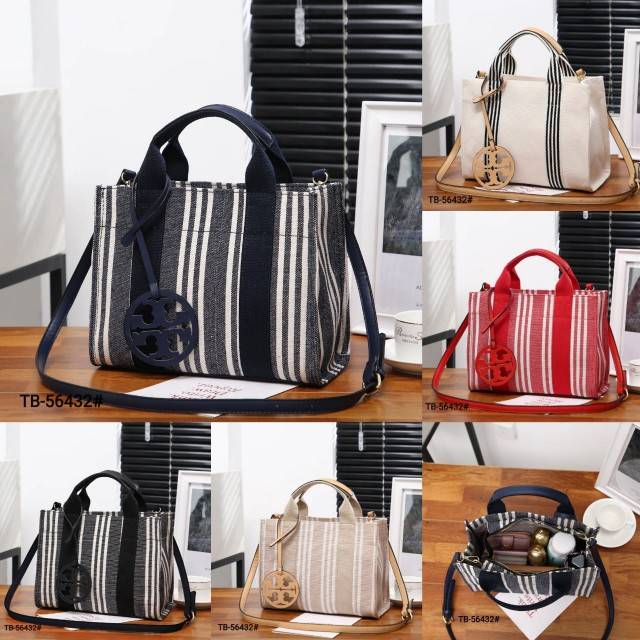 striped tote bag