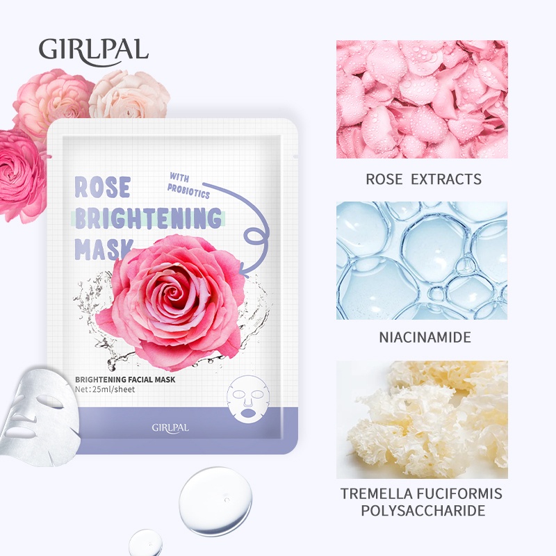 GIRLPAL Brighting Facial Mask Rose/Moristurizing Peach/Smoothing Tea Tree/Vitamin C Serum/Retinol Serum/Hyaluronic Acid Serum Mask