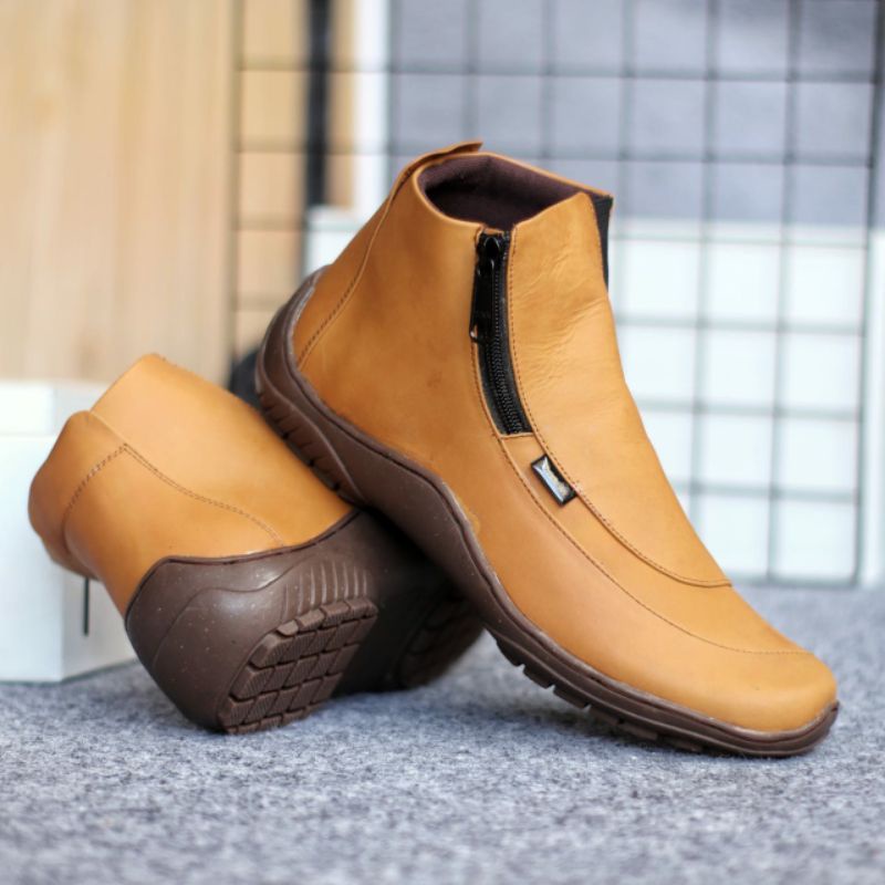 WOLF x CORRA 38 sd 44 Aloof Brozip Sepatu Boots Zipper Pria Sleting Original Kulit Asli