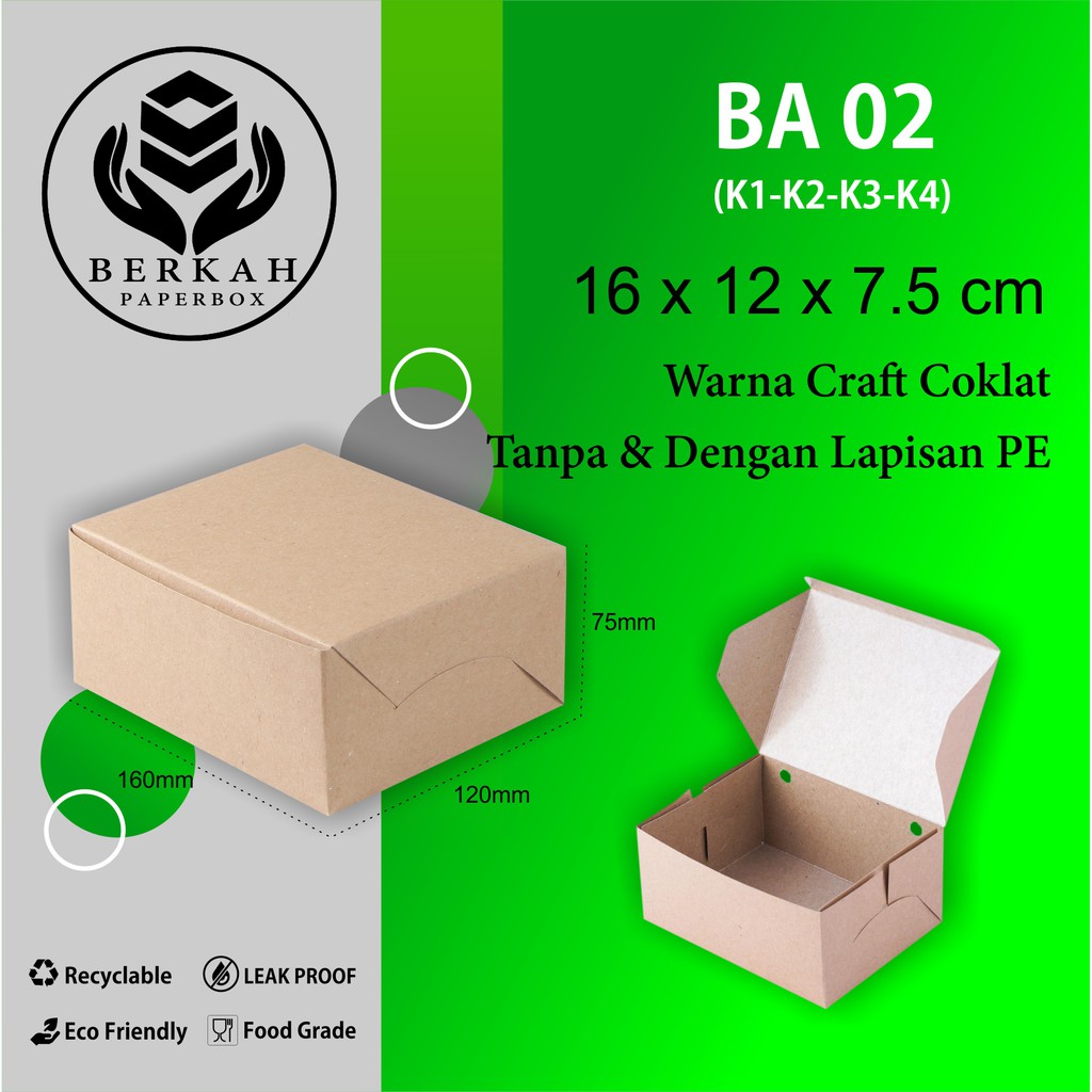 Box Snack Dus Kue 16x12 Tebal 310 Gsm (B2K3-16X12X7.5 Cm)