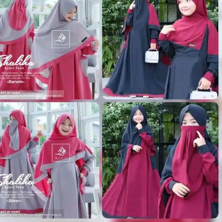 ⅎ Baju Gamis syar'i usia anak 7 - 13 tahun Set Hijab+Cadar terbaru | Muslim anak perempuan Original