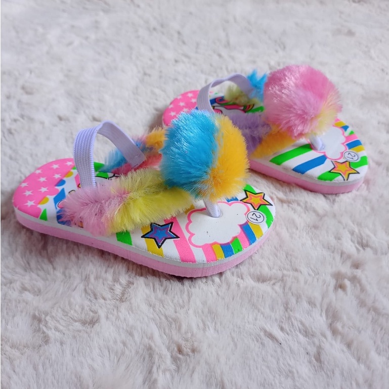 Sandal baby uniqorn pompom pelangi