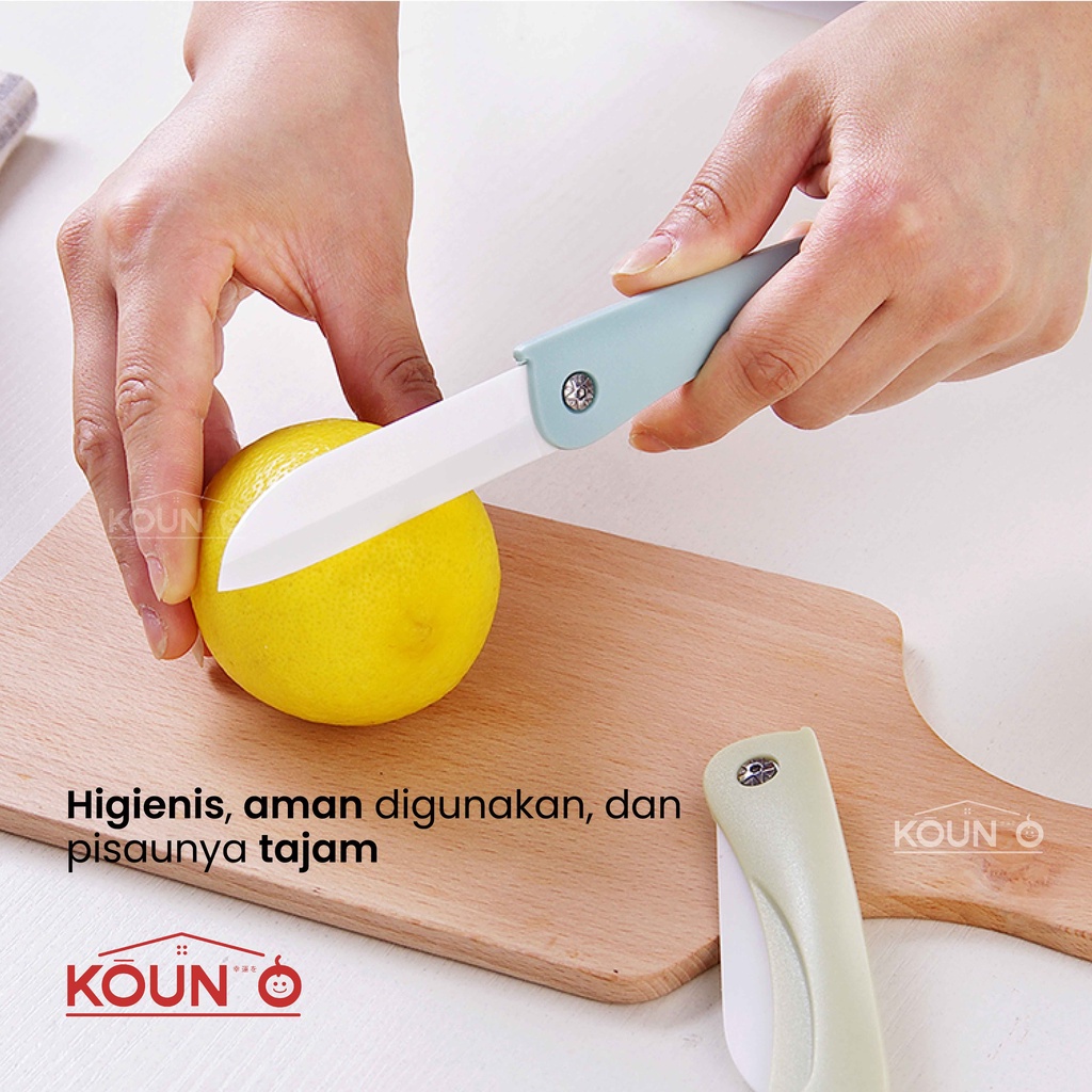 Pisau Dapur Lipat Pisau Travel Keramik Potong Memotong Buah Sayur Portable Folding Ceramic Knife