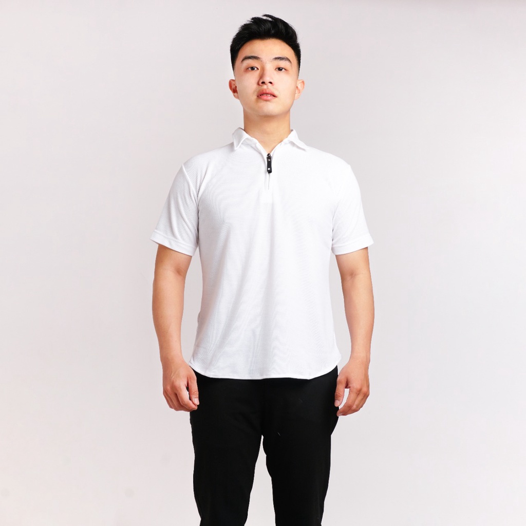 Kaos Kerah Polo Shirt Pria Polos Lengan Pendek Original Broguy - Putih